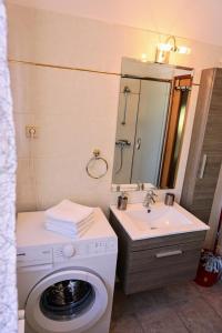 a bathroom with a washing machine and a sink at Apartment Stefica in Crveni Vrh