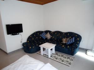 a living room with a couch and a table at Apartments Ana in Savudrija