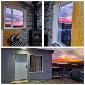 Habitación con ventana y vistas a la puesta de sol. en Atardeceres Mágicos en Tolhuin