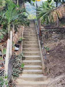 a set of stairs leading up to the ocean at Estadia Regalo de Dios 