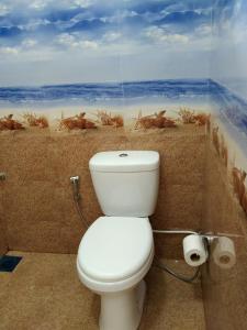 een badkamer met een toilet en een schilderij aan de muur bij Ceylan Star Guest Inn in Wellawaya
