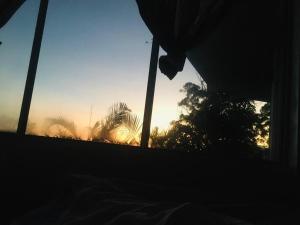 a view of the sunset from the inside of a tent at Adisham village home in Haputale