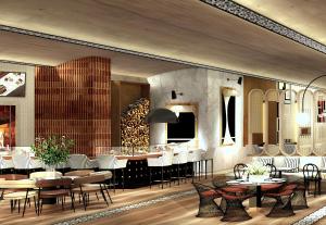 a rendering of a restaurant with tables and chairs at Rixos Tersane Istanbul in Istanbul