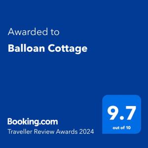 Certificado, premio, señal o documento que está expuesto en Balloan Cottage