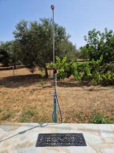 a garden hose hooked up to a water pump at MemRo Village House in Atsoupádhes