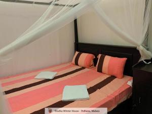 - un lit avec 2 oreillers dans l'établissement ONELKA VINTER HOUSE, à Matara