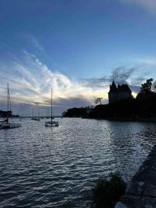 a group of boats in a body of water at De La Terre Locan in Saint-Brevin-les-Pins