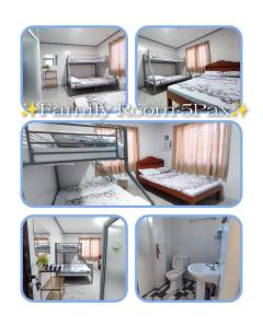 4 fotografias de um quarto com 2 camas e uma casa de banho em WCW Auberge em Saavedra