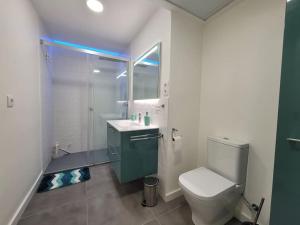 Un baño con inodoro, lavabo y ducha. en Zen & Modern Stile - Quiet, Bright & Spacious., en Murcia 11 fotos más