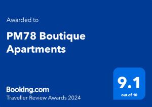 Сертифікат, нагорода, вивіска або інший документ, виставлений в PM78 Boutique Apartments
