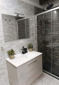 a bathroom with a sink and a shower at Il Rifugio di Piazza dell' Oca in Ronciglione