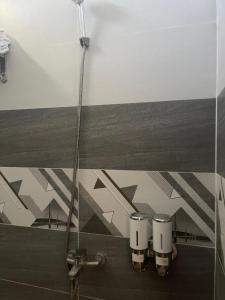 VIEW HOTEL-TRÀM CHIM في Tràm Chim: حمام به محمصتين على الحائط