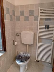 a bathroom with a toilet and a shower at B&B CINGVLVM in Cingoli