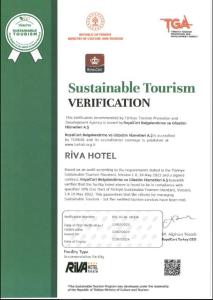 a permit for a sustainable tourismventricularervation istg at Riva Hotel Taksim in Istanbul