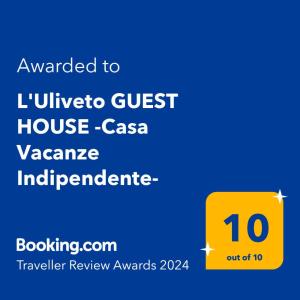 Et logo, certifikat, skilt eller en pris der bliver vist frem på L'Uliveto HOLIDAY HOUSE -Casa Vacanze Indipendente-