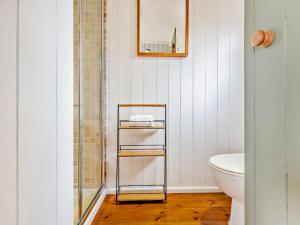 a bathroom with a glass shelf next to a toilet at 1 Bed in Totnes 93063 in Marldon