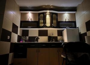 a small kitchen with a sink and a refrigerator at APARTMENT Marash in Prizren