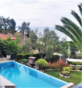 una piscina en el patio trasero de una casa en Suuyla Butik Otel, en Edremit