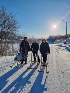 a group of three people on skis in the snow at Ringstad Resort in Bø
