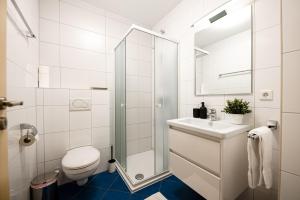 y baño con ducha, aseo y lavamanos. en Business Leisure 1BR Apt Esch-sur-Alzette- ID-56, en Esch-sur-Alzette