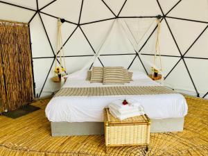 Un pat sau paturi într-o cameră la Glamping de Lujo Suesca Montemoral