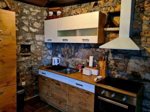 a kitchen with a sink and a counter top at VILLA KUNTA in Donja Jagodnja