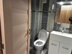 ein Bad mit einem WC und einem Waschbecken in der Unterkunft Studio Lavinia in Eforie Nord