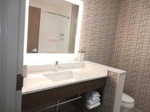 a white bathroom with a sink and a mirror at Holiday Inn Express & Suites Gainesville - Lake Lanier Area, an IHG Hotel in Gainesville