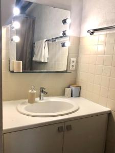 a bathroom with a sink and a mirror at Appartement au cœur de Paris /quartier Montorgueil in Paris