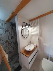 a bathroom with a sink and a mirror at Apartman VikendicaManja Banja Luka in Banja Luka