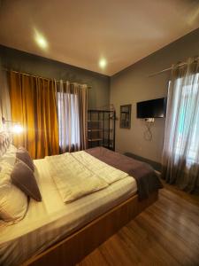 1 dormitorio con 1 cama grande y TV en Hotel Classic Corner en Tiflis