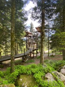 a tree house in the middle of a forest at LE VERTBRUCHE - Gîte avec superbe vue pour 15 pers in La Bresse