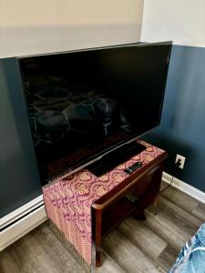 紐瓦克的住宿－Iron Bound Gem，一张桌子上的大型平面电视