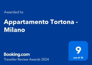 Certifikát, ocenenie alebo iný dokument vystavený v ubytovaní Appartamento Tortona - Milano