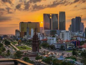 Nespecifikovaný výhled na destinaci Phnompenh nebo výhled na město při pohledu z hotelu