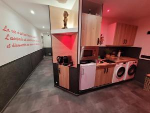 a kitchen with a washer and dryer in a room at Le Refuge Gabriel avec grand parking privé in Blois