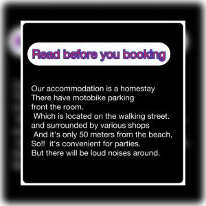 a text sign that reads read before you booking at ME Hostel & Homestay at Haadrin in Haad Rin