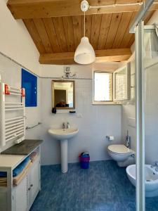 bagno con lavandino e servizi igienici di Casa D'Angelo a Cossignano
