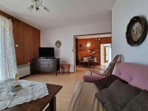 een woonkamer met een bank en een tv bij Apartment in Njivice - Insel Krk 47352 in Njivice