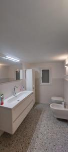 uma casa de banho com um grande lavatório e um WC em One bedroom apartement with furnished terrace and wifi at Matino em Matino