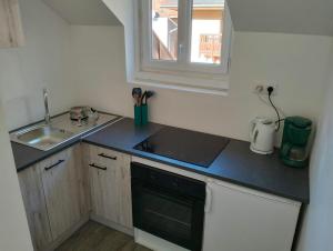 a small kitchen with a sink and a counter top at Appartement Vesonne in Vésonne