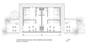 a floor plan of a house with plants at Mandel Club in Capoliveri