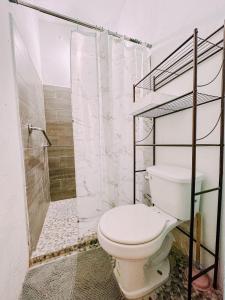 コミタン・デ・ドミンゲスにあるCasa Blancaのバスルーム(トイレ、シャワー付)