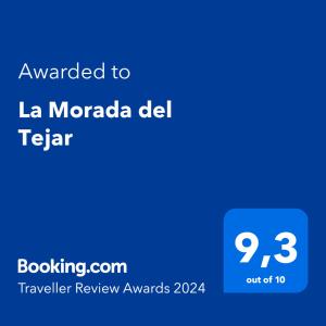 Certifikát, hodnocení, plakát nebo jiný dokument vystavený v ubytování La Morada del Tejar