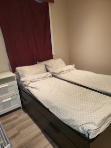 Postel nebo postele na pokoji v ubytování Hanaborg apartment
