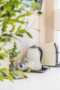a counter top with a coffee maker and a toaster at L'Opera Rooms & Suite in La Spezia