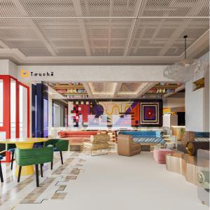 a rendering of a lobby with colorful furniture at Thien Thai Hotel & Spa in Hanoi