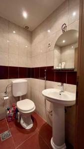 een badkamer met een toilet en een wastafel bij Lisa sea view in Petrovac na Moru