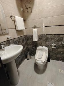 a bathroom with a toilet and a sink at دريم بارك العليا in Al Khobar