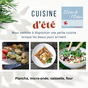 uma colagem de fotos de vários pratos e alimentos em Le Petit Ecrin, 80 m de la mer em Le Pouliguen